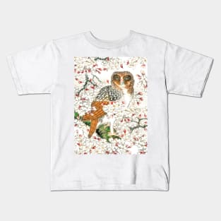 Owl and Cherry Flowers I Kids T-Shirt